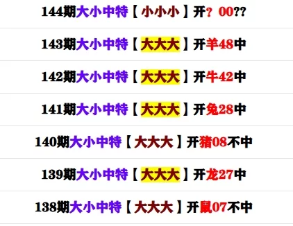144期：大小中特 